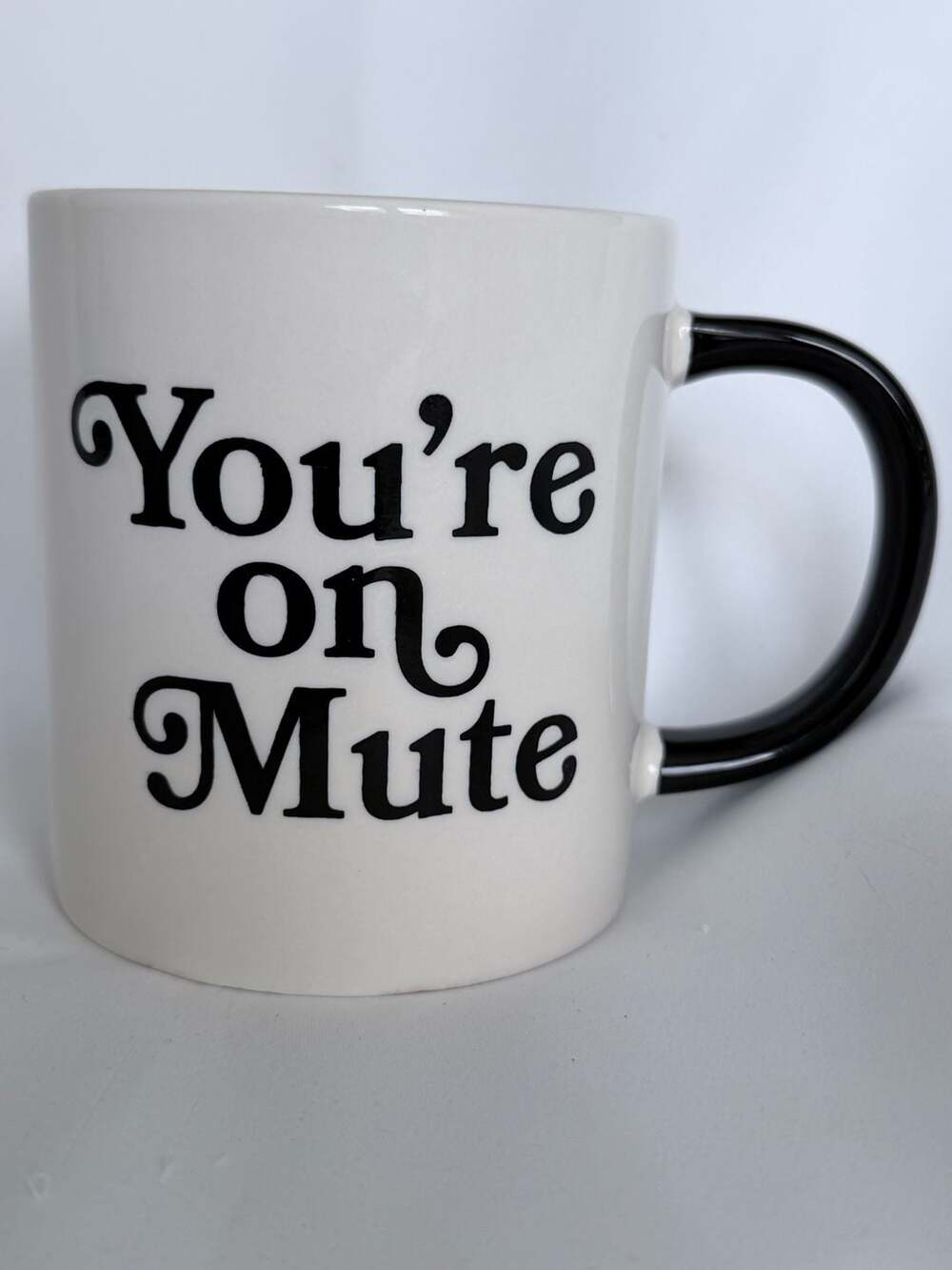 Room Essentials Stoneware Coffee Mug You're On Mute White with Black Handle